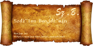Széles Benjámin névjegykártya